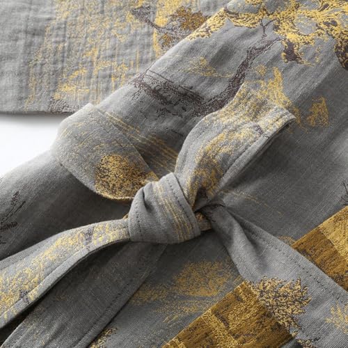 Japanese Style Bathrobe Gauze Sleeping Robe Summer Kimono Pajamas for Men Casual Daily or Meditation Spa Wear2