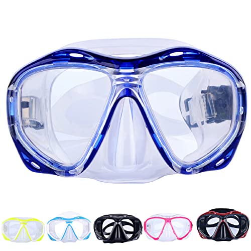 Swimming Mask Goggle UV Protection Anti Leak for Kids Youths Adults Diving Snorkeling Tempered Glass Lens 180° HD View Goggles with Nose Cover