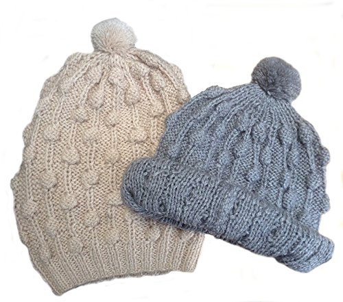 Bonnet en laine tricoté main en alpaga unisexe taille unique pour homme et femme