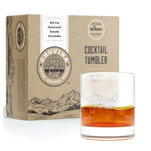 Unbreakable Cocktail Drinking Glasses: Shatterproof Tritan Plastic Glasses, Ideal for Whiskey or Scotch, Dishwasher Safe Tumblers, BPA-free, 12 Ounce Cup, Set of 4 by Cruvina