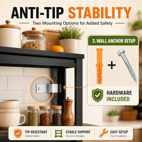 Image of Kitchen Metal Shelving 3 Tier Adjustable Shelves Heavy Duty Slim Storage Rack Space Saving Pantry Appliance Stand for Apartment Corner Utility Room, 31.5 inch Hx 31.5 inch Wx 13.8 inch D