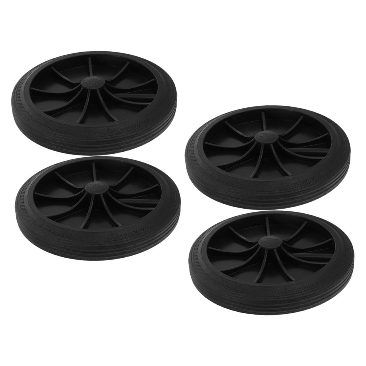 Roues pour poubelle en caoutchouc noir installation facile lot de 4 pièces VICASKY