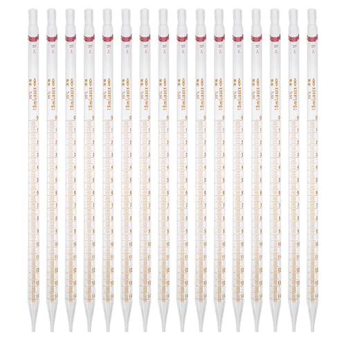 Mipcase 20pcs Calibrated Glass Droppers 15ml Straight-tip Scale Pipettes Laboratory Liquid Dispensing Tools for Scientific and Industrial Use Random Color