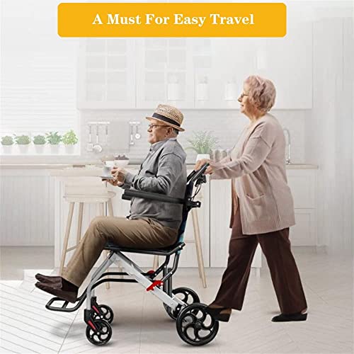 Yzryxhwl Ultralight Transport Wheelchair, Folding Portable Boarding Travel Wheelchair, Folding Wheelchair With Handbrake, Ultralight Wheelchair For The Elderly And Children (8-Inch Pvc Rear Wheels) #TOP5