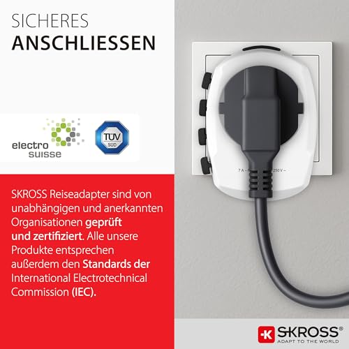 Foto von SKROSS Reiseadapter Pro, anpassbarer Adapterstecker für Reisen nach UK, Australien, China oder die USA, kompakter & sicherer Universaladapter