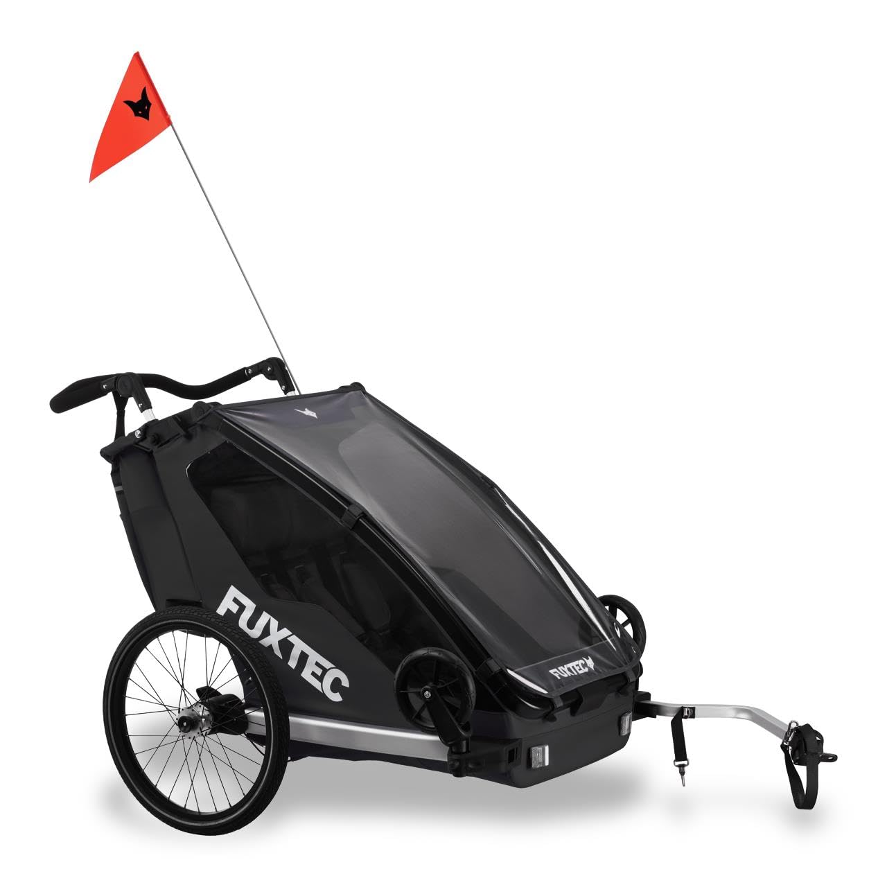 FUXTEC Remolque para Bicicleta Deportivo Convertible 2 en 1 de Aluminio para 1 o 2 Niños, Carrito Plegable con Apoyacabezas Opcional.