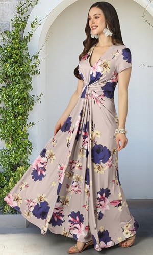 Image of KOH KOH Womens Long Flowy Cap Sleeve Empire Waist Cocktail Maxi Dress Gown