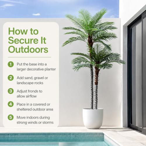 Image of Nafresh 9ft Tall UV Resistant Faux Palm Tree, 108in Artificial Palm Tree Indoor Outdoor, Fake Tree with Real Bark and Realistic Leaves and for Home House Office Living Room Bedroom Yard Patio.