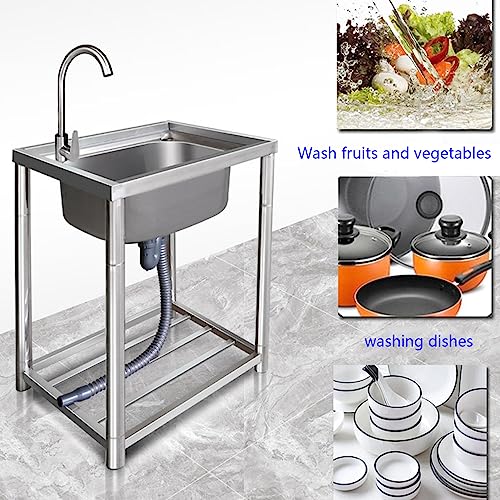 Lavabo extérieur en acier inoxydable avec robinet complet et cuve unique