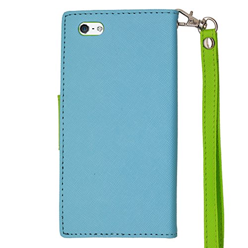 Eagle Cell Iphone 6 Pu Leather Wallet Case With Credit Holder Inside - Retail Packaging - Lite Blue/Green #TOP1