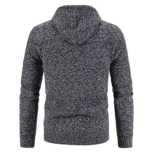 Mens Big and Tall Fleece Jacket Fashion Long Sleeve Warm Plush Sweater Coat Cable Knit Full Zip Cardigan Sweater3
