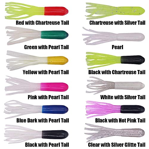 Crappie Jigs Kit with Tube Baits, 120pcs Soft Plastic Crappie Lures (12 Colors) & 10 Jig Heads for Panfish & Trout Fishing
