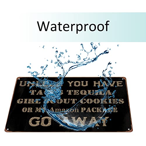 Gocolt Vintage Front Door Signs - Go Away - Fun Garden Entrance Decorative Sign Home Porch Faux Old Farmhouse Metal Tin Hanging Decoration - 12 X 8 Inch #TOP4