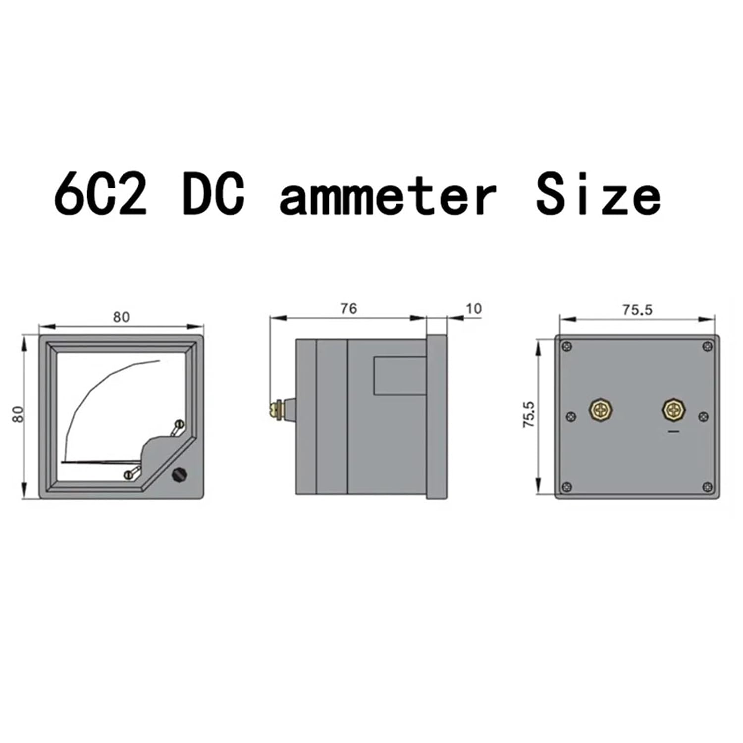 6C2 DC Ammeter Pointer 1A 2A 3A 5A 10A 30A 100A 200A Tester Gauge 1Pcs(1A Directly on)