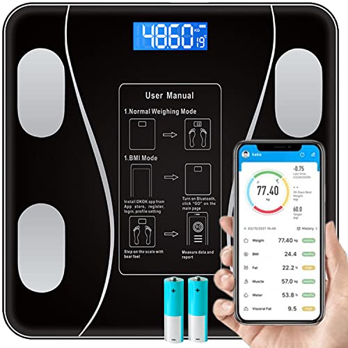 Retoo Báscula de grasa corporal Bluetooth, báscula de análisis corporal, báscula...