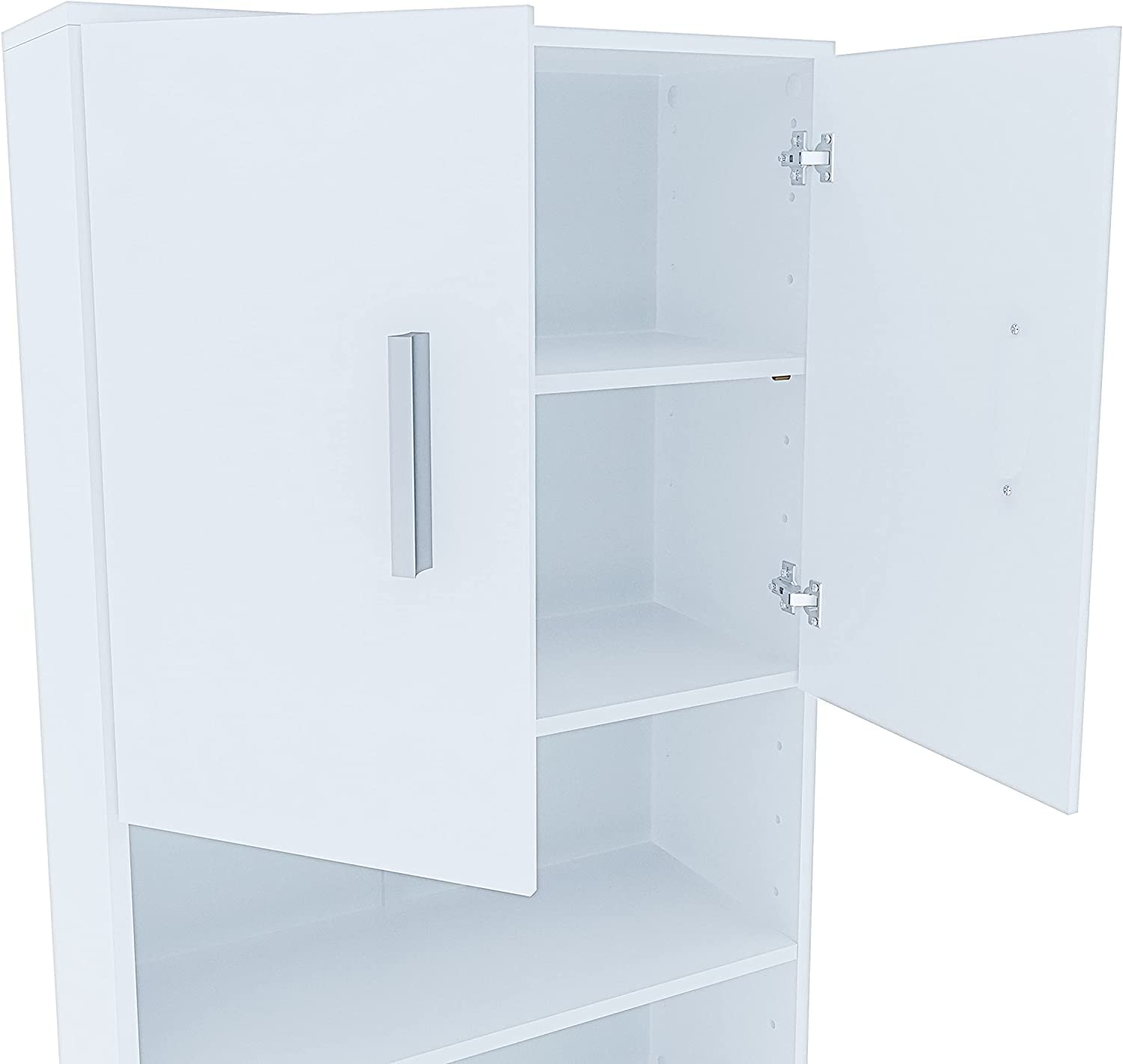 Bricozone Mobile Sopra Lavatrice Asciugatrice Scaffale in Legno Mobiletto Bagno Armadietto da Incasso a Colonna con Ante Coprilavatrice per Lavanderia 190 x 26 x 64 cm Bianco