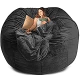 Big Huge Giant Bean Bag Chair Cover for Adults, (No Filler) Machine Washable Covers Bean Bag Chairs in Multiple Sizes and Colors Giant Foam-Filled Furniture Filled Furniture (5FT,Black)