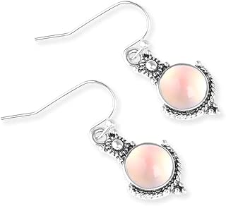 Moonstone - Pendientes de plata 925 chapados en plata con piedra lunar arcoíris
