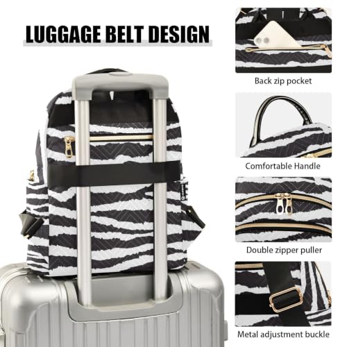 Image of ALAZA Animal Black White Zebra Print Pattern Medium Backpack Purse for Women Travel Bag Fashion Daypack Back Pack Shoulder Bag