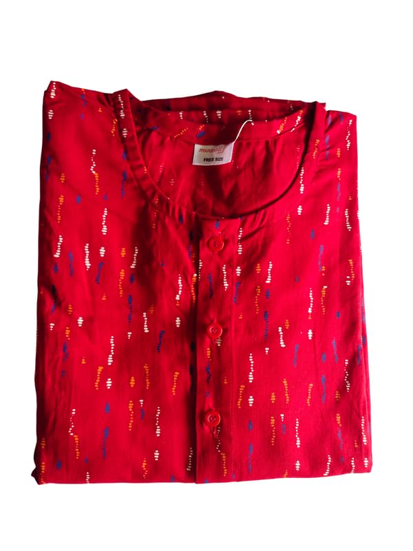 Image of MENMAII Women's [Free Size] Full Open /Front Buttoned [a Kind of Adaptive Clothing] Multipurpose Nighty for Maternity /Pregnancy /Elderly /Patient /Feeding /Hospital Purpose Nighty