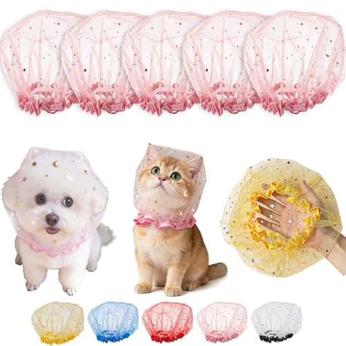 犬 拾い食い防止 メッシュ マズル 口輪【5枚セット】小型犬 中型犬 猫対応 ヘッドカバー ネットタイプ 通気性 軽量 調節可能 装着簡単 噛み癖対策 誤飲防止 防虫 防塵 汚れ防止 吠え防止 しつけ用 お散歩 外出用 春夏秋 ペット用品 (5枚セット,ピンク)
