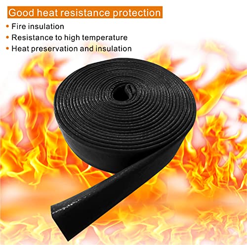 Image of Fuel Line Heat Shield Insulation Heat Shielded Fire Thermo Armor Fire Sleeve Silicone Coated Fiberglass Heat Protection for Automotive Hose Lines & Electrical Wiring-(Black 1 inch ID x3.3FT)