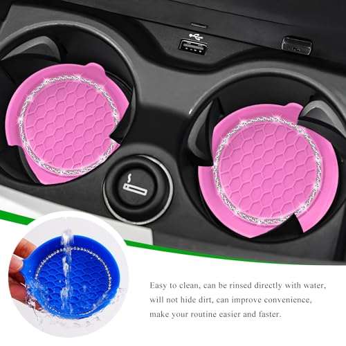 2 PCS Portavasos para Carro con Rhinestone y Silicona miniatura 5