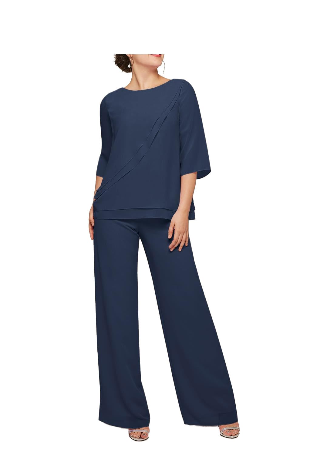 Pantalon de mariage 2 pièces en mousseline de soie pour femme