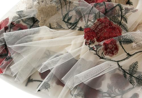 2025 Couture Floral Sequin Tulle Skirts Vintage Luvury Autumn High Waist Maxi Pleated Skirts for Women4