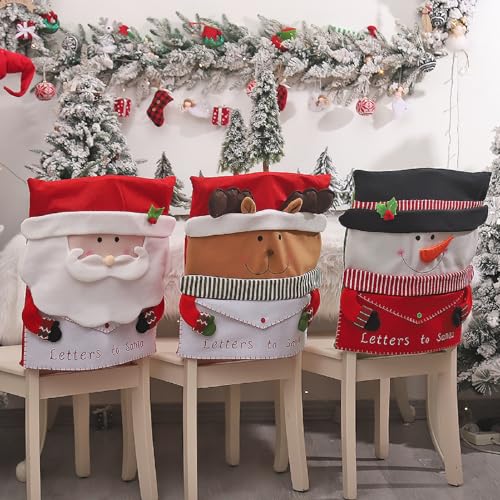 3 Stück Weihnachten Stuhlhussen Esszimmerstuhl Stuhlbezug,...