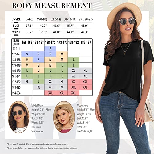 Image of KevaMolly Basic T Shirts for Women UPF 50+ Short Sleeve Casual Summer Tops Trendy Solid Loose Fit Crew Neck Tees Tshirt