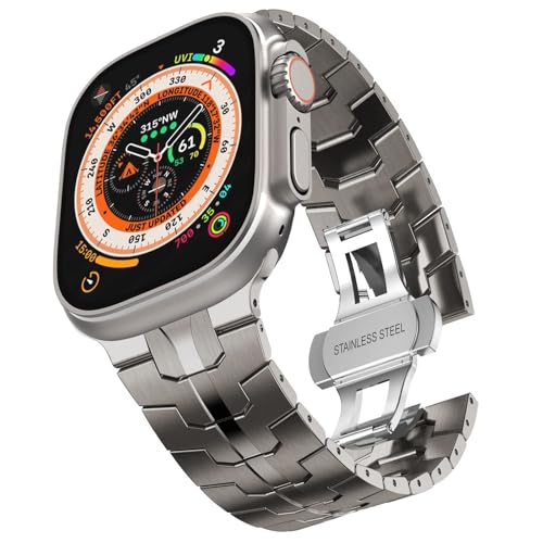 Bracelet en acier inoxydable pour Apple Watch Ultra 2 et Series 9 8 7, maille métal 49mm