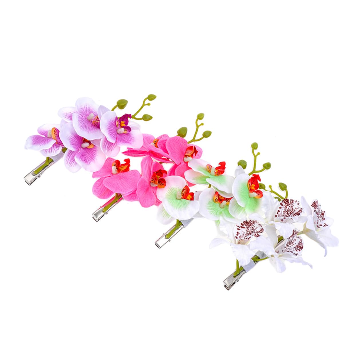 TOYANDONA Pince à Cheveux Orchidée Phalaenopsis Couleur Aléatoire en Tissu et Métal 4 Pièces Accessoires Décoratifs pour Filles et Femmes pour Mariage et Fête Musicale