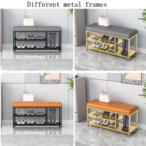 Tabouret de canapé et banc rangement chaussures en métal pour petits espaces - 7