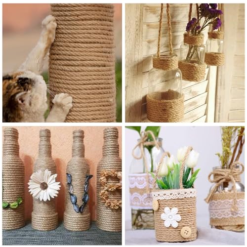 Jute Twine String,164 Feet 1/4 Inch Natural Jute Rope,4ply Thin Ribbon Hemp Twine for Gift Wrapping Craft Plant Garden Christmas Handmade Arts Decoration Packing String Home Decor - image 2