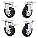 DBREAKS 4 Stücke Transportrollen, 125MM Lenkrollen mit Bremse, 2 Lenkrollen + 2 Bremsrollen, Möbelrollen Set, Industrierollen, Tragkraft 100KG pro Rolle, Vollgummirollen Schwarz, Verzinkt Stahlblech