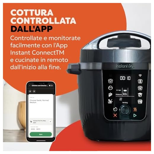 Instant Pot Pro – multicooker 10 in 1 da 5,7L, nero. Cuoce a pressione, cottura lenta, cuociriso, rosola, prepara yogurt, scalda, cuoce a vapore, sous vide, forno, funzione NutriBoost