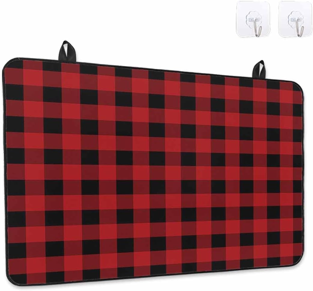 Christmas Stove Top Cover Red Black Buffalo Plaid Stove Cover for Electric Stove Top Check Geometric Checker Glass Cooktop Covers Anti-Slip Mat Heat Resistant Countertop Protector 28.5"x20.5"
