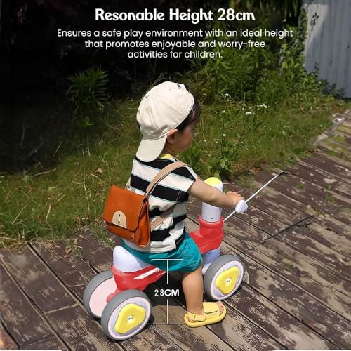 Image of StarAndDaisy Balance Bike /Push Ride on for Kids /Toddler with 4 Smooth Wheels, Music & Lights /Mini Bike for Kids (Red)