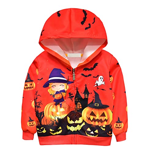 Toddler Boy Girl Halloween T-Shirt Kids Pumpkin Skeleton Stripe Patchwork Long Sleeve Tees Outfit