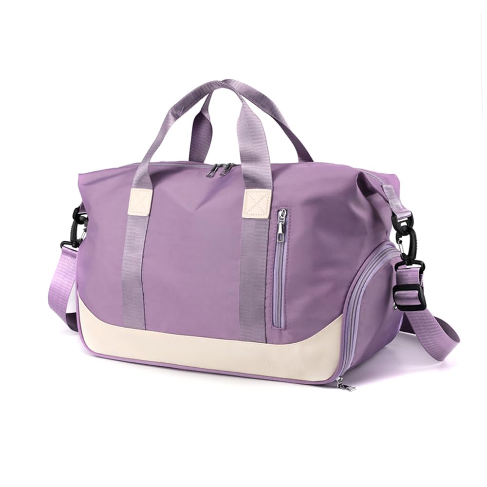sotirsvs Bolsa Deporte Hombre y Mujer con Compartimento Zapatos y Bolsillo Húmedo,Bolsa de Viaje de Mano,Fin de Semana Travel Duffle Bag,Impermeable Gran Capacida Violeta Claro