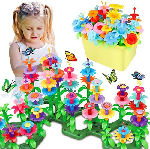 Flower Garden Building Toys for 3, 4, 5, 6, 7 Year Old Girls Boy,Stacking Game Educational STEM Toy and Preschool Garden Play Set for Toddlers, Christmas Birthday Gifts for Creativity Play , 152pcs