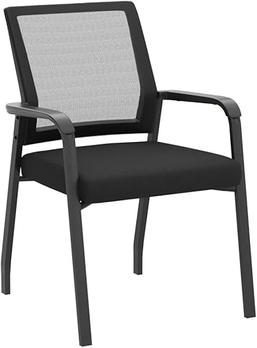 Miniatura 5 de KLASIKA Silla de escritorio sin ruedas, silla de brazo con soporte lumbar ergonómico y cojín de asientos gruesos, sillas de sala de espera para