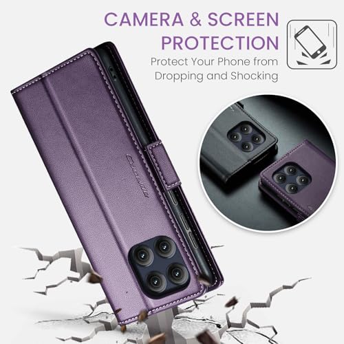 Taneny Wallet Case for Moto Edge 2025, PU Leather Magnetic Flip Case with RFID Blocking Card Holder Kickstand for Women Men, Shockproof Durable Protective Phone Cover for Motorola Edge 2025 (Purple) - image 8