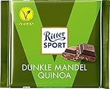 Inhalt: Knackig geröstete, ganze Mandeln begleitet von knusprigen Quinoacrisps, umhüllt von cremiger Halbbitterschokolade