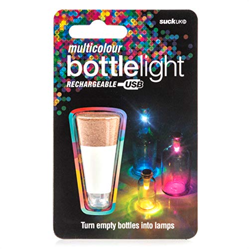 SUCK UK - OFFICIAL RECHARGEABLE USB LED BOTTLE LIGHT | REUSABLE TABLE / HOME DECORATION | USB LED LIGHTS | PARTY WEDDING & CHRISTMAS DECORATIONS | DIY WINE BOTTLES MOOD LAMPS | TWIN PACK | MULTICOLOR