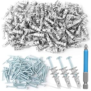 QCQIANG 240pcs Zinc Self-Drilling Drywall Anchors, Anchor and Screw Combination with Cross Groove Drill Bit, Heavy Duty…