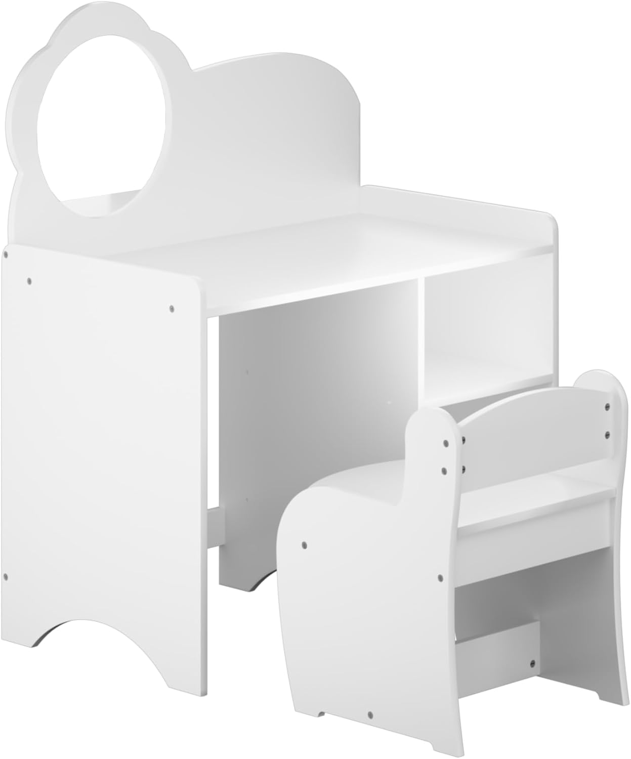 Kids Vanity Table Set with Mirror and Chair, Dressing Table for Children, Makeup Desk with Seating