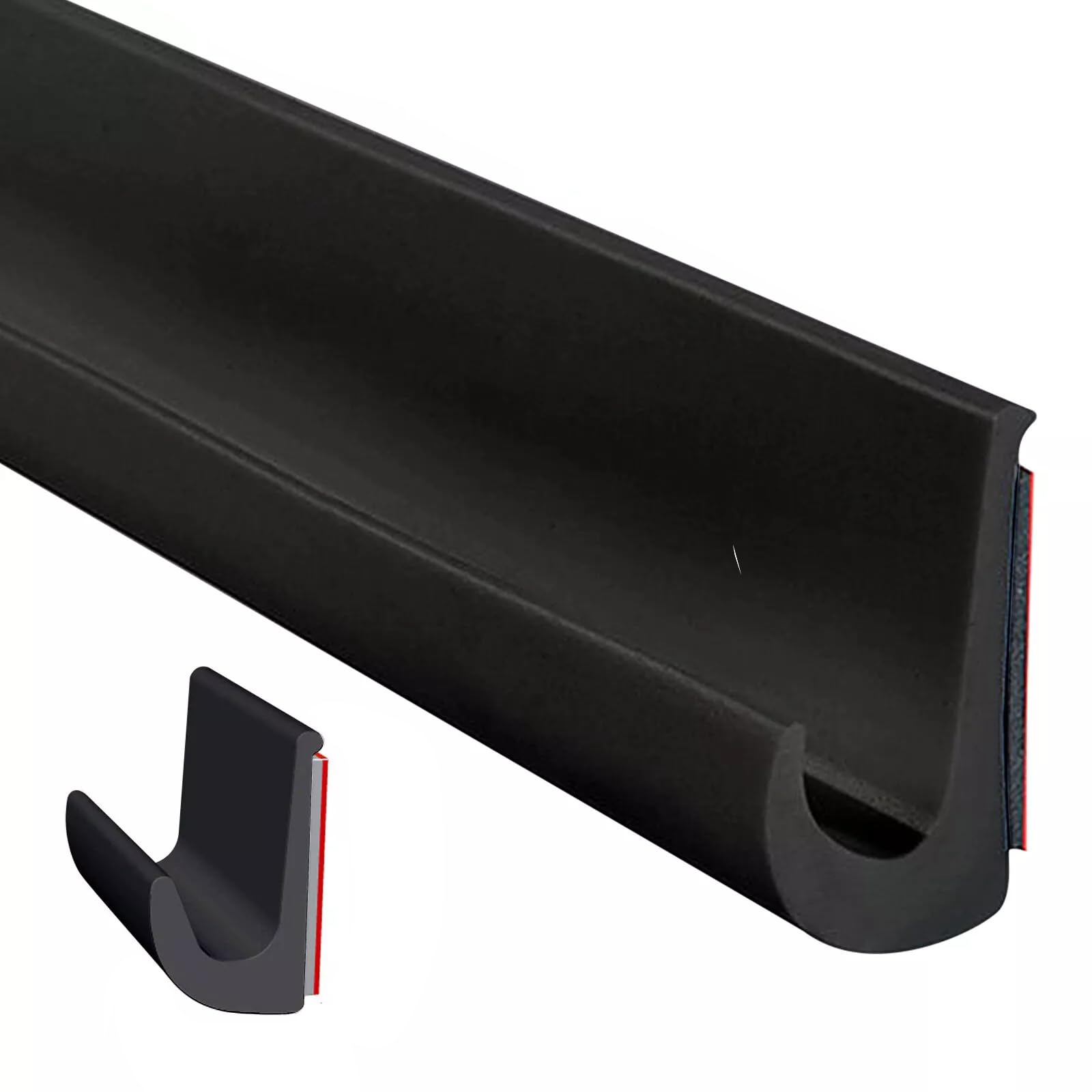 TPE J Shape Rain Gutter for RV, 10m Self-Adhesive Roof Drip Tape, Black