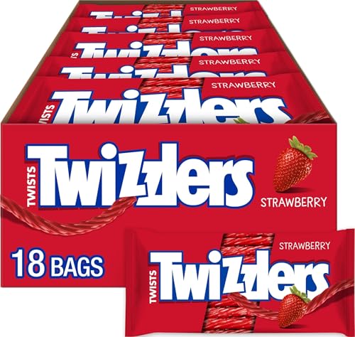 TWIZZLERS Twists Strawberry Licorice Style Candy Packs, 2.5 oz, 18 ct